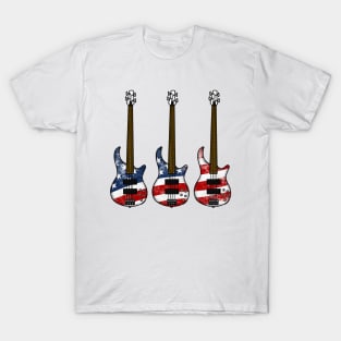 Bass Guitar USA Flag Bassist Musician 4th July T-Shirt